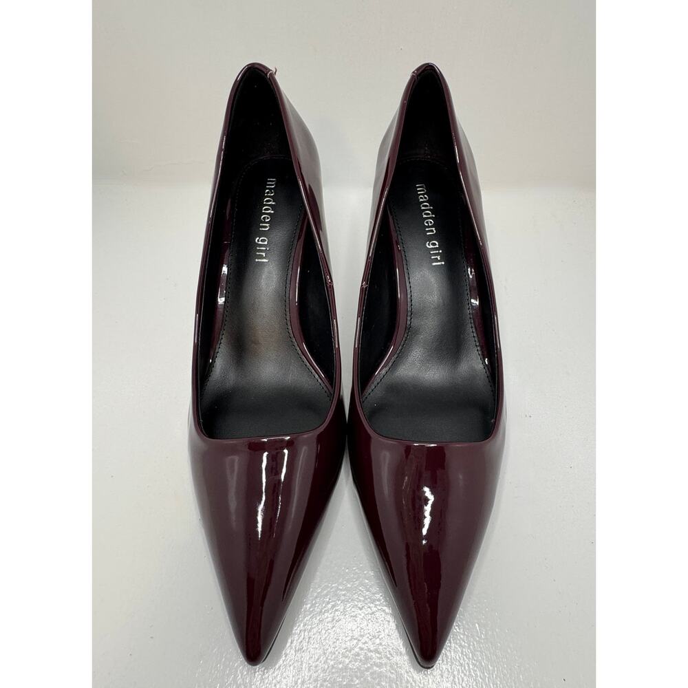 Madden Girl Brynnn Vamp Patent Pumps Pointed Toe Heels burgundy merlot SZ 8 - Picture 4 of 16